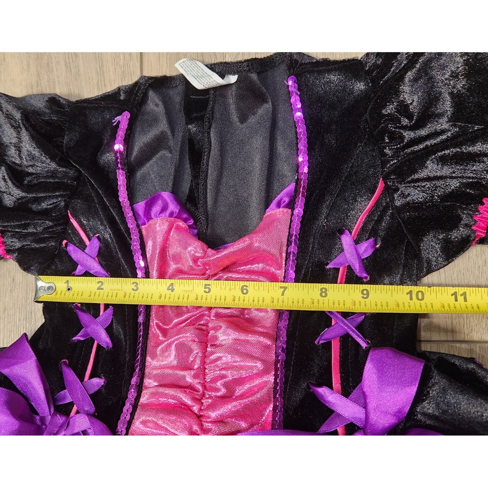 Girls Witch Fairy Princess Costume Dress Black Pink Tulle Small 4-6 Halloween - Picture 7 of 7